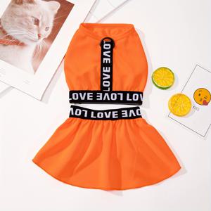 TEMU 애견 강아지 민소매 조끼 & 스커트 세트, 스포티 캐주얼 통기성 투피스 슈트, 트랙션 버클