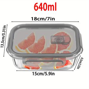TEMU 1개 유리 도시락 세트 (회색) - 보로실리케이트 유리 도시락, 밀폐 뚜껑이 있는 베이킹 용기, 전자레인지 사용 가능, 유리 식품 용기, 전자레인지 및 식기세척기 안전, 직사각형 식품 보관 용기, 학생 및 직장인용