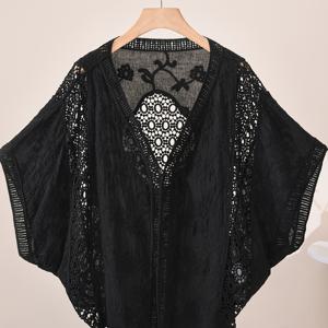 TEMU 봄과 여름을 위한 스타일 편안하고 통기성 좋은 홀로우 V넥 박카디건 코트