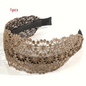 TEMU 1개 우아한 와이드 레이스 플로럴 헤어밴드, 여성용 자수 헤어밴드, 흰머리 커버, 머리카락 고정, 미끄럼 방지 이빨 디자인, 날염 커버, 헤어 클립, 빈티지 스타일 헤어밴드, 품질, 라마단, 카니발, 어머니날, 개학, 부활절 및 기타 휴일 선물용