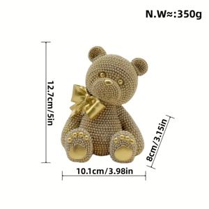 TEMU 1개 골든 레진 곰돌이 조각상 - 우아한 데스크탑 장식, 완벽한 발렌타인데이 선물, 홈 데코, 책장, 책상 또는 커피 테이블에 적합, 모던 거실 장식, 그녀를 위한 특별한 선물, 전기 불필요