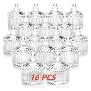 TEMU 6/16개 유리 병 뚜껑 포함, 양초대 및 사탕 쿠키 용기, 보석 상자, 뷔페 용기 및 식품 보관용 쿠키 용기, 장식용 용기, 양초 홀더