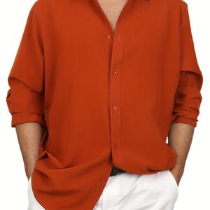 TEMU 1개 남녀공용 인조 린넨 셔츠, 여름 통기성 모리 스타일 캐주얼 셔츠, 데일리 솔리드 컬러 비즈니스 포멀 긴팔 버튼 셔츠, 화려한 트렌디 셔츠, 부드럽고 가벼운 편안한 셔츠, 비치 웨딩 셔츠