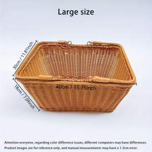 TEMU 사각 라탄 스타일 직조 피크닉 바구니, 접이식 손잡이 피크닉 바구니, 휴대용 바구니, 빈티지 피크닉 바구니, 수제 플라스틱 직조 바구니, 새로운 야외 피크닉 바구니, 수납 바구니, 사각 휴대용 피크닉 바구니 (음식 직접 접촉 불가)