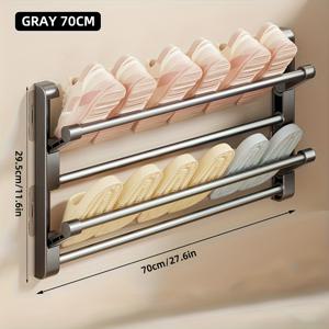 TEMU 욕실 슬리퍼 랙, 펀칭 없는 화장실 신발 보관 랙, 화장실 벽걸이 도어 백 배수 랙 선반 (주로 요리용) (주로 요리용)