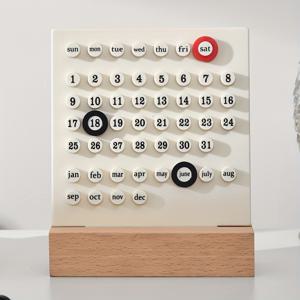 TEMU 나무 책상용 영원 달력 레트로 가정용 특별한 선물, 월 날짜 표시, 사무실용 책상 장식, 귀여운 책상 데코, 미적 책상 액세서리