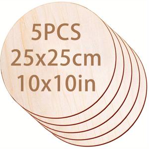 TEMU 원형 나무 제품 5개, 25X25 Cm / 10X10 Inch, 나무 보드, 공예 및 장식, 문구, 홈 데코, 친구 및 가족을 위한 선물, 레이저 컷팅, 우드 버닝, 건축 모델, 염색