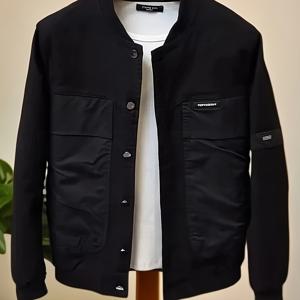 TEMU 남성용 폴로 칼라 재킷 코트 봄 가을 캐주얼 트렌디 브랜드 야구 유니폼 다용도