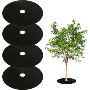 TEMU 4개입 32.2인치 부직포 나무 멀칭 링, 잡초 방지 조경용 천, 재사용 가능한 나무 멀칭 링 부직포 조경용 천, 정원 조경 잡초 방지 뿌리 보호용