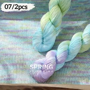TEMU 2개 세트, 여름용 수제 염색 실, 컬러 레이스 실, 여름 니트 반팔, 코바늘 오픈워크 상의, 핸드메이드 니트, 다양한 색상 옵션