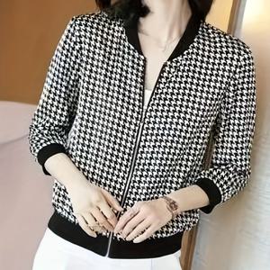 TEMU 플러스 사이즈, 여름용 새로운 긴팔 패셔너블 얇은 재킷 여성용 루즈핏 카디건 중장년 및 노년 여성 연령감소 대형 사이즈 야구 유니폼