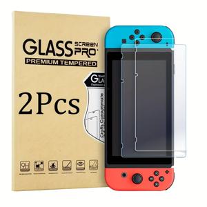 TEMU 2pcs 강화 유리 필름, 닌텐도 스위치 스크린 보호 필름, 클리어 보호, 게임패드 및 버튼에 대한 완전한 액세스, 스위치 시스템과 호환, 설치 가이드 포함, 스위치 스크린 보호 필름