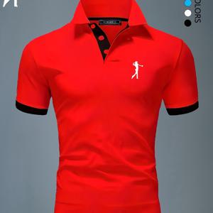 TEMU Shule Water OBM 남성 여름 통기성 폴로 셔츠 패션 캐주얼 반팔 비즈니스 캐주얼 다용도 셔츠