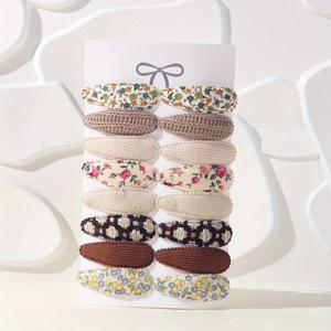 TEMU 16개 심플 컬러 플라워 헤어 클립, 캐주얼 노트레이스 사이드 뱅 바레트, 사계절 일상용, 스포츠 이벤트 액세서리, 플로럴 디자인 머리핀 | ted 텍스처