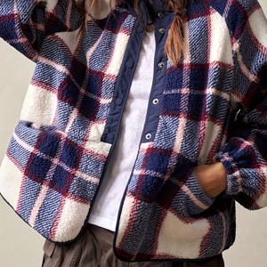 TEMU 여성용 겨울 캐주얼 우아한 플러시 패치워크 재킷