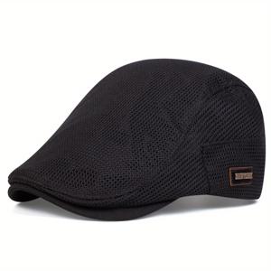 TEMU 1 아웃도어 남성 NEW YORK 로고 메쉬 프론트 캡, 패셔너블 뉴스보이 캡, 조절 가능한 캐주얼 모자, 봄과 여름 여행, 비치 파티에 적합