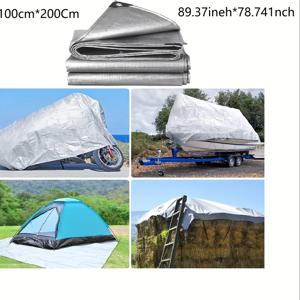 TEMU 실버 다기능 방수포 - 튼튼한 PVC 소재, 야외 가구, 캠핑 텐트, 캠핑, 지붕에 적합
