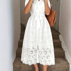 TEMU 여성 캐주얼 탑, 레이스 넥라인 드레스, 여성 여름 의류, 여름 드레스, 여성 , 휴일 의류, 휴일 드레스, 화이트 엘레강트 드레스, 여성 탑, 화이트 졸업 드레스, 여성 화이트 의류