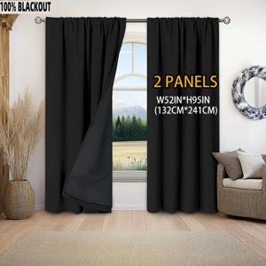 TEMU 2개 세트 100% 커튼, 실내 어둡게 차단용 단색 폴리에스터 안감 포함, 가벼운 탑 로드 포켓 디자인 – 침실, 식당, 거실, 주방 및 발코니용 모던 스타일, 창문 커버링, 현대적인 드레이프, 매끄러운 질감, 노코드 디자인, 두 조각 세트, 거실 업그레이드, 홈 데코