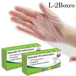 TEMU 1/2박스 투명 일회용 장갑, 가정용 식품 등급 TPE 장갑, 미용 및 네일 아트, 애완동물, 가정 청소, 피크닉, 휴일 모임 식품 장갑에 적합