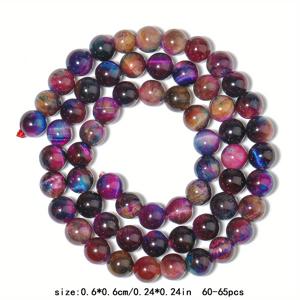 TEMU 6/8/10mm AAA 천연 타이거 아이 젬비즈 - 무지개빛 컬러 플레이 타이거 아이 스톤, 매끄러운 루즈 라운드 스페이서 비즈, 주얼리 만들기 DIY, 팔찌 & 목걸이 액세서리, 크리스마스 선물 (진품 천연 보석)