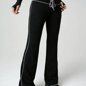 TEMU 플러스 사이즈, 롱 플러스 사이즈 패션 우아한 드로스트링 타이트 플레어 팬츠