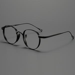 TEMU 레트로 퓨어 티타늄 안경 프레임 - 트렌디 패셔너블 안경 - (라운드 프레임) 다용도 - 가볍고 편안함 - 다른 아이템과 잘 어울림 - 장시간 착용에도 피로 없음 - 편안한 귀걸이형 이어 후크 및 코 패드 - 남녀공용 (안경 포함)