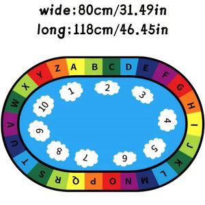 TEMU 동물원 체크 무늬 지도 숫자 글자 러그 교육용 알파벳 숫자 동물 게임 매트, 침실, 게임 룸 학습 만화 동물 글자 영역 러그 게임 매트에 적합