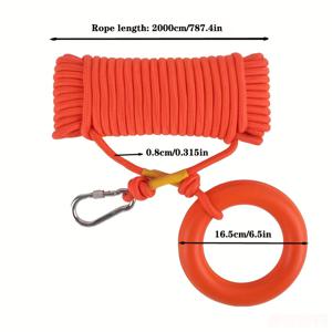 TEMU 20m/787.4인치 부양식 로프, 부양식 구명줄, 수상 구조 안전 로프, 부양링 스테인리스 스틸 버클 장착, 해변, 호수, 강 비상용, 카약/낚시보트/요트용, 래프팅 장비/안전 로프/내구성 로프