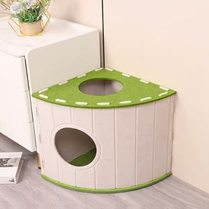 TEMU 팬 모양 펠트 고양이 하우스, 사계절 사용 가능, 여러 마리의 고양이를 위한 대형 밀폐형 빌라, 깊은 수면을 위한 따뜻하고 스크래치 방지 펫 침대
