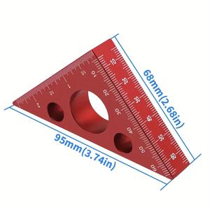 TEMU 정밀한 45/90도 미터 스케일이 있는 알루미늄 삼각자, 알루미늄 직각자, 이중 미터 및 스케일이 있는 높이 측정기, 두꺼운 다기능 목공 사각형