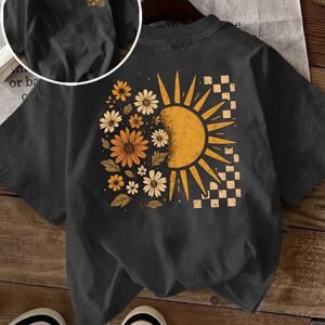 TEMU 2026년 신상 패션 스타일 여성용 라운드넥 프린트 패션 여름 쿨 반팔 캐주얼 반팔 티셔츠