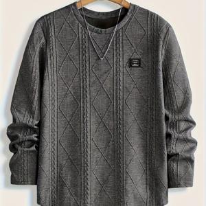 TEMU 남성용 라운드넥 캐주얼 긴팔 티셔츠