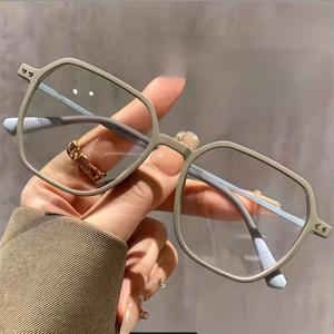 TEMU 대형 레트로 풀림 프레임 안경 - 남녀공용, 캔디 컬러 미립 매트 안경, 슬림 폴리곤 프레임, 데일리 웨어, 파티, 포토 촬영용 - 레트로 모던 데코 프레임 (렌즈 미포함)