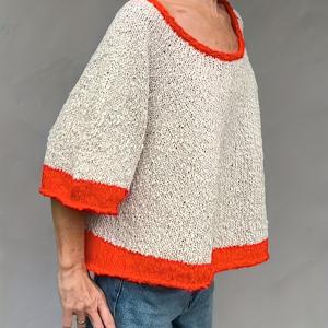 TEMU 대비되는 컬러 디자인 반팔 풀오버 라운드넥 스웨터, 편안한 착용감, 통기성 좋은 디자인으로 아웃도어, 파티, 여행 및 데일리 오피스룩에 적합