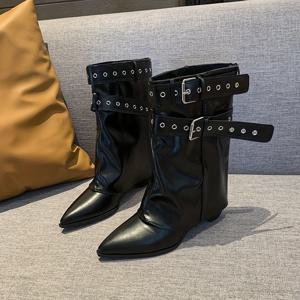 TEMU 유럽&미국 스타일 신상 숏 부츠, 마야르 여성 부츠, 미드컬프 부츠, 여성 신발