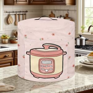 TEMU 다용도 주방 가전제품 커버, 전기 압력솥 커버 1개, 밥솥 및 꽃무늬, 액세서리용 주머니 및 상단 손잡이 포함, 대용량 원형 에어프라이어 보호 커버, 주방 장식용으로 이상적인 내구성 있는 주방 액세서리