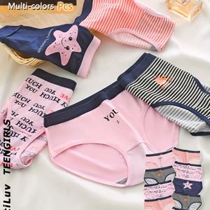 TEMU 8피스 여아용 바다 테마 프린트 팬티, 불가사리와 고래 글자 패턴 비키니 브리프, 편안한 미드 라이즈 경량 부드러운 신축성 있는 속옷, 다양한 색상