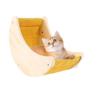 TEMU 흡착판으로 걸리는 나무 해먹, 창문에 이상적, 애완동물을 위한 아기띠 역할, 벽에 설치 가능, 고양이 침대 기능, 벽걸이형 고양이 가구에 속함 (고양이 해먹, 창가 고양이 침대 포함)