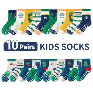 TEMU 10팩 캐릭터 도트 글루 바닥 양말, 레터 스트라이프와 동물 공룡 아기 양말, 남아와 여아를 위한 부드러운 밑창 미끄럼 방지 실내 양말, 일상생활용
