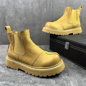 TEMU 남성용 새로운 빈티지 영국 스타일 워크웨어 키높이 통굽 경량 다용도 부츠, 패셔너블하고 트렌디한 슬립온 스포츠 캐주얼 신발