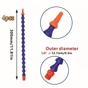 TEMU CNC 선반 밀링머신용 플라스틱 냉각수 호스 4개 세트 300mm 1/4