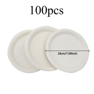 TEMU 100개 흰색 종이 접시, 7인치 크기, 크리스마스 및 생일과 같은 축제 행사에 완벽, 성인 파티, 결혼식 및 가정 모임에 적합