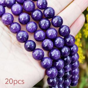 TEMU 6/8/10mm 천연 자수정 라운드 비즈 - DIY 주얼리 제작에 적합한 깊은 보석, 목걸이, 팔찌, 귀걸이용 핸드크래프트 비즈 - 선물, 내구성 있는 자수정 팔찌 & 목걸이 비즈