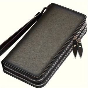 TEMU 남녀공용 리치 패턴 클러치 지갑 - 슬림 롱 지퍼 대용량 지갑, 우아하고 미니멀한 디자인, 아이폰 14/13/12/11 프로 맥스 호환 - 전문가용 및 일상용, 정장 및 캐주얼 휴대에 적합