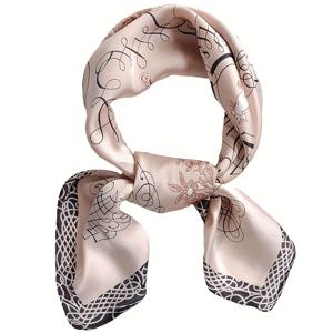 TEMU 100% 멀베리 실크 여성용 우아한 스카프 - 프린트 디자인 특징 - 고급스러운 다기능 스몰 스퀘어 스카프 - 및 야외 레저에 적합