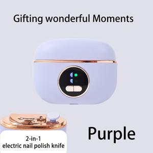 TEMU 2-in-1 전동 손톱깎이 & 폴리셔, LED 조명, 먼지 수거함, 안전 핀치 방지 기능, 폴리싱 및 연마 기능, USB 충전, 장시간 사용 가능한 배터리, 다기능 매니큐어 도구, 살롱용, 모든 연령에 적합