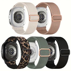 TEMU 삼성 8/8 클래식 (40mm/44mm/46mm) 호환 CHINBER 밴드 5팩 - 신축성 나일론 솔로 루프 스트랩, 확장 가능한 버클, 남녀공용 편안한 교체용 워치 밴드, 스포츠 & 캐주얼 착용, 휴일 선물