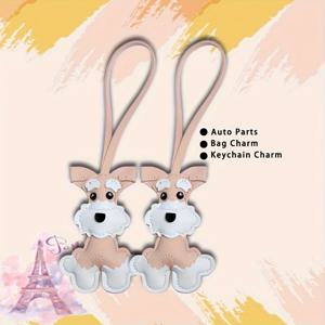 TEMU 2개 세트 만화 슈나우저 강아지 키링, 귀여운 인조 가죽 슈나우저 키체인 - 로프 손잡이가 달린 재미있는 강아지 디자인, 핸드백, 백팩 및 자동차 키에 적합 - 어버이날, 생일 선물로 최고