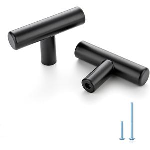 TEMU 매트 블랙 스테인리스 스틸 캐비닛 손잡이 5개 세트 - 고하중 모던 싱글홀 서랍 손잡이 및 손잡이, 매트 블랙, 간편 설치, 캐비닛, 옷장, 찬장용 (모든 캐비닛 유형, 서랍, 문용) - 내구성 있는 하드웨어